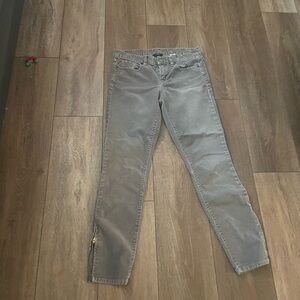 J. Crew Skinny Jeans in Gray with Side Zip Hem